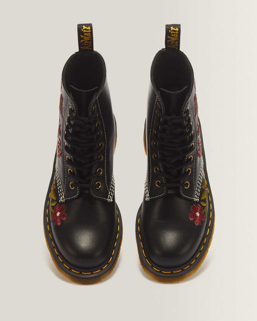 Botas de cuero con estampado floral con cordones
