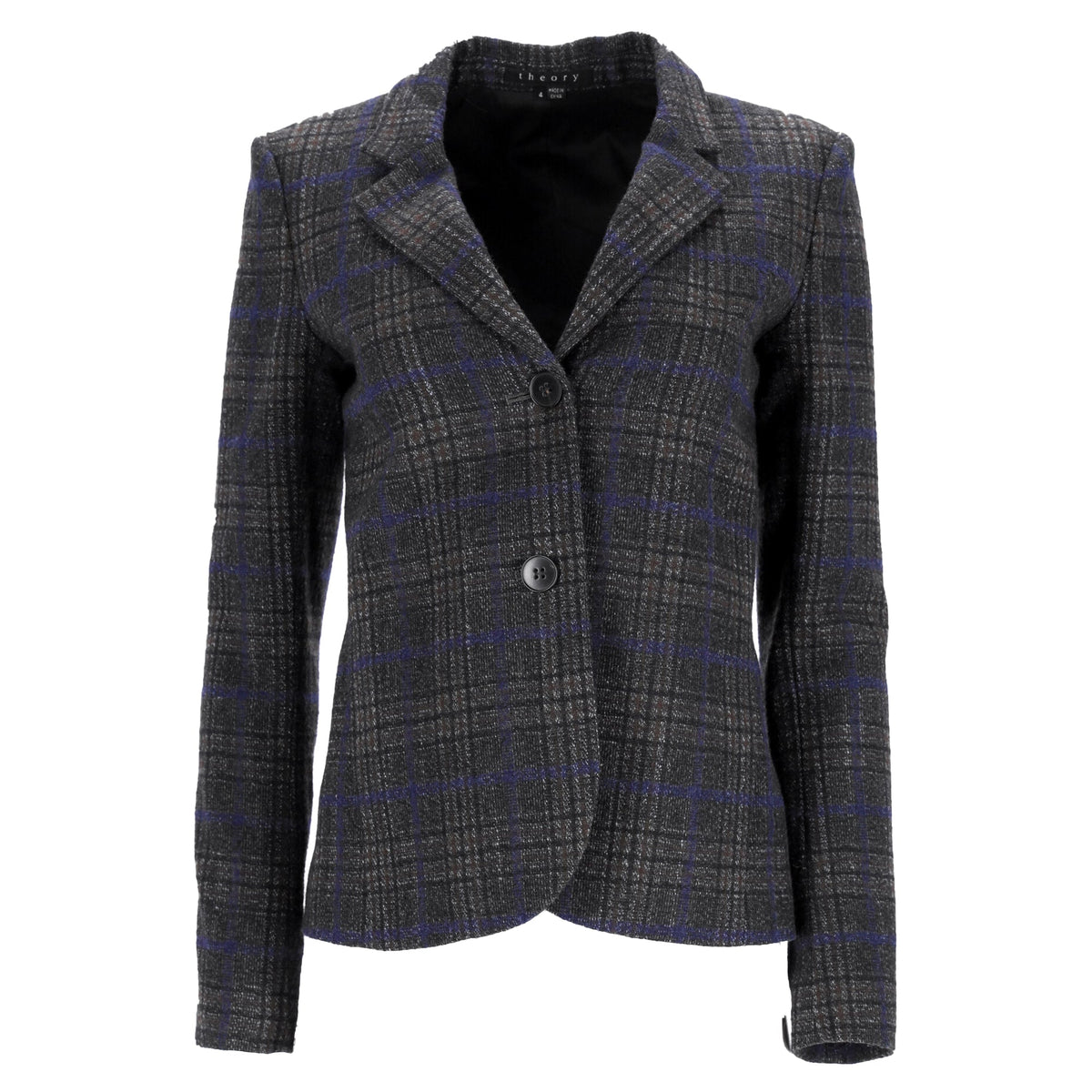 Blazer de lana a cuadros color gris