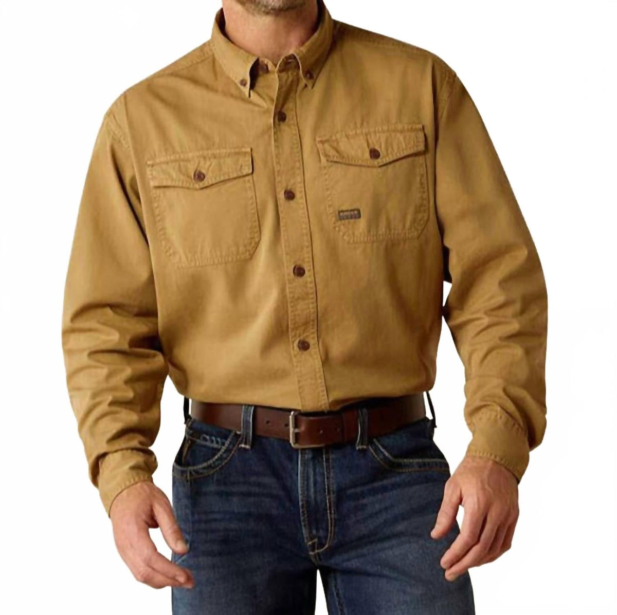 Camisa de hombre color caqui