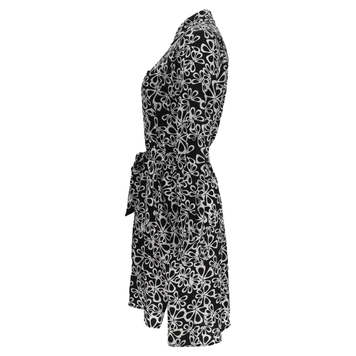 Vestido de seda corto con estampado color negro