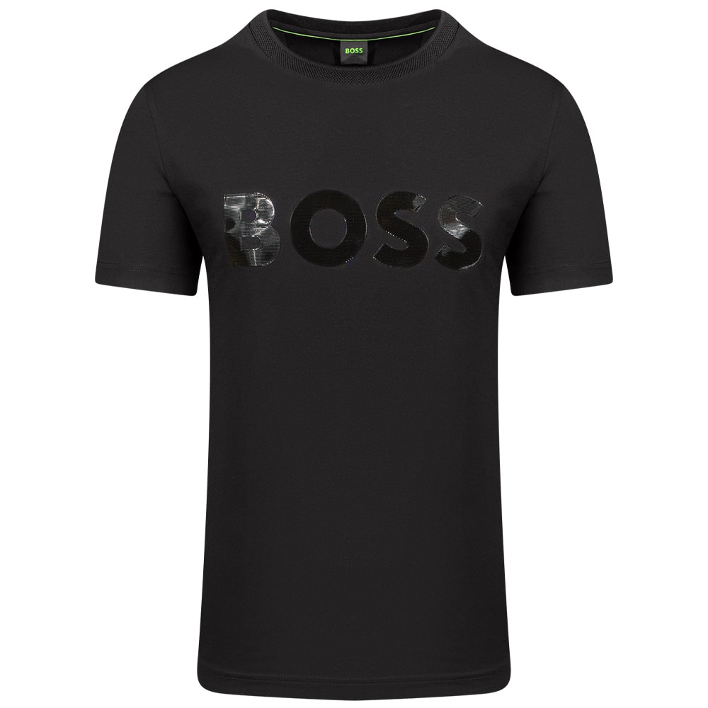 Camiseta de hombre de manga corta con cuello redondo color negro