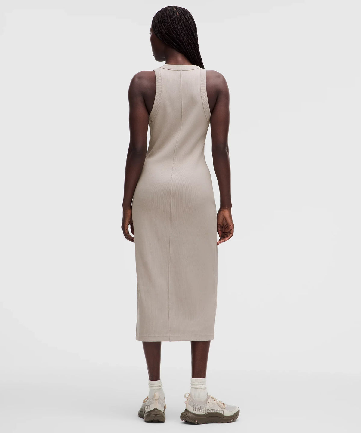 Vestido de algodón midi con tejido acanalado