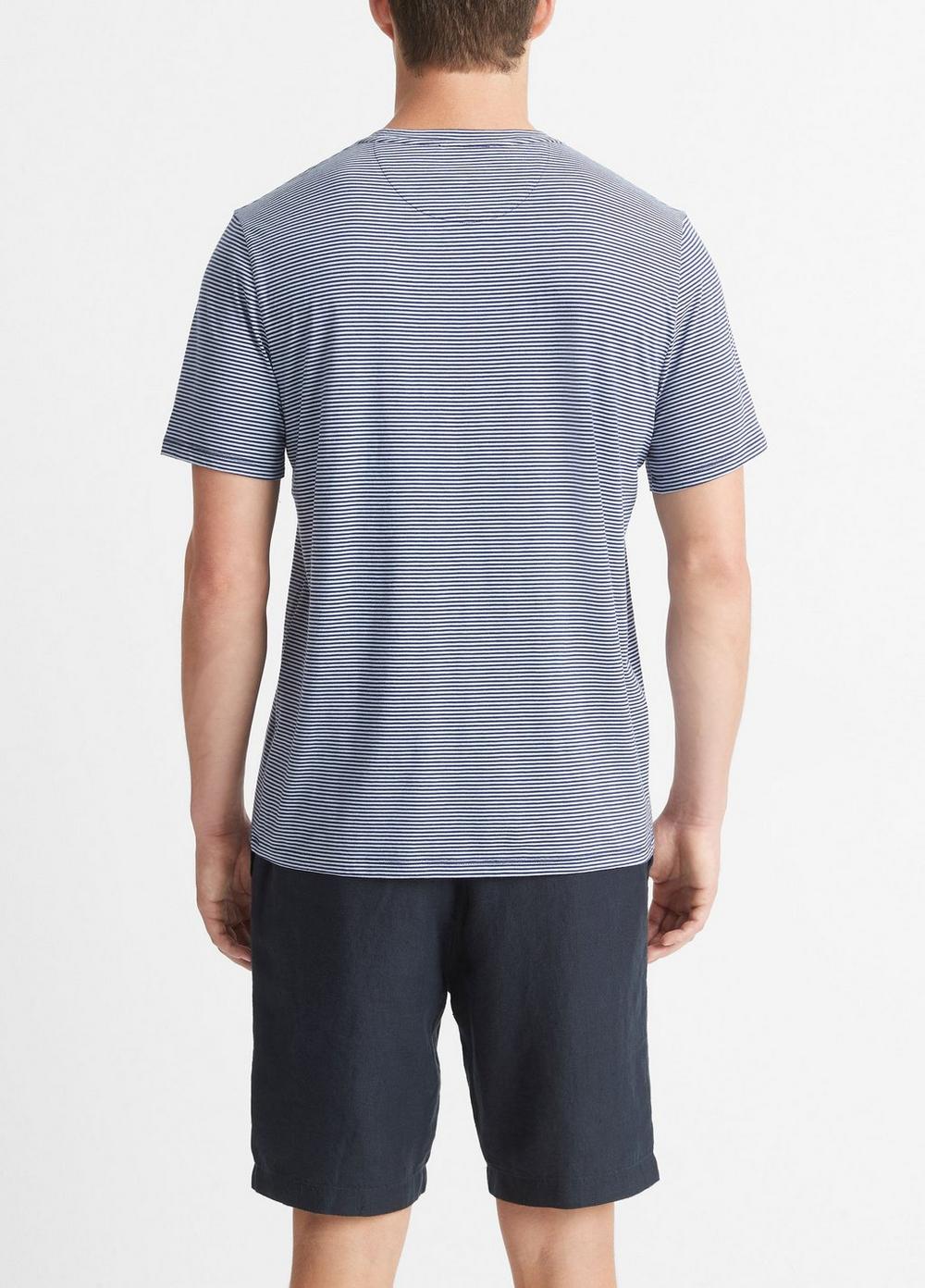 Camiseta de algodón con cuello redondo a rayas