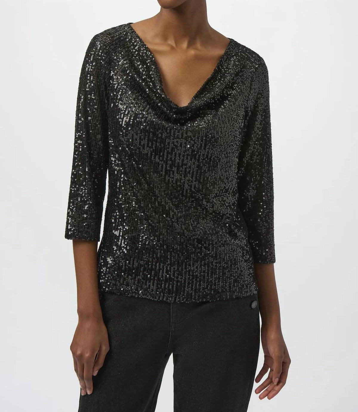 Top con lentejuelas color negro