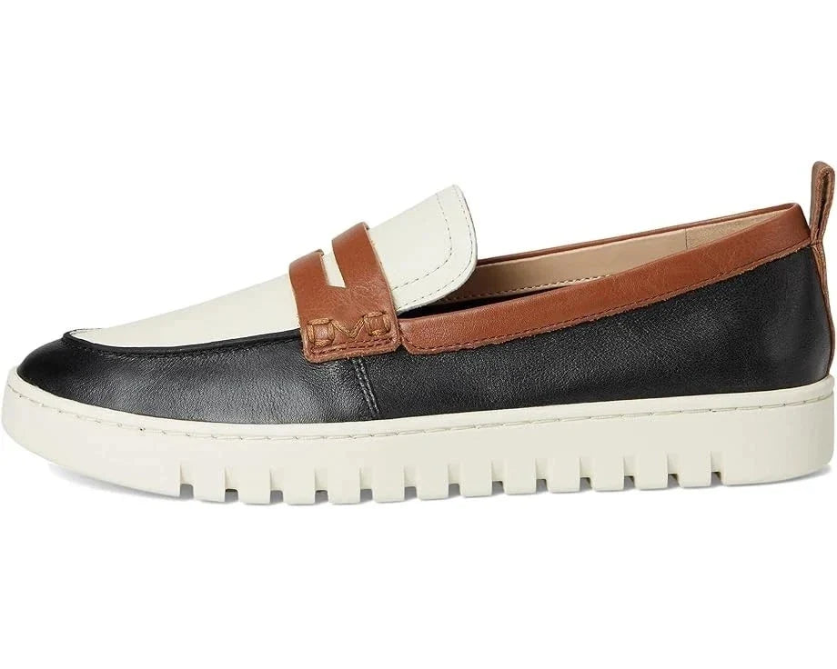 Mocasines de mujer de cuero sin cordones color negro