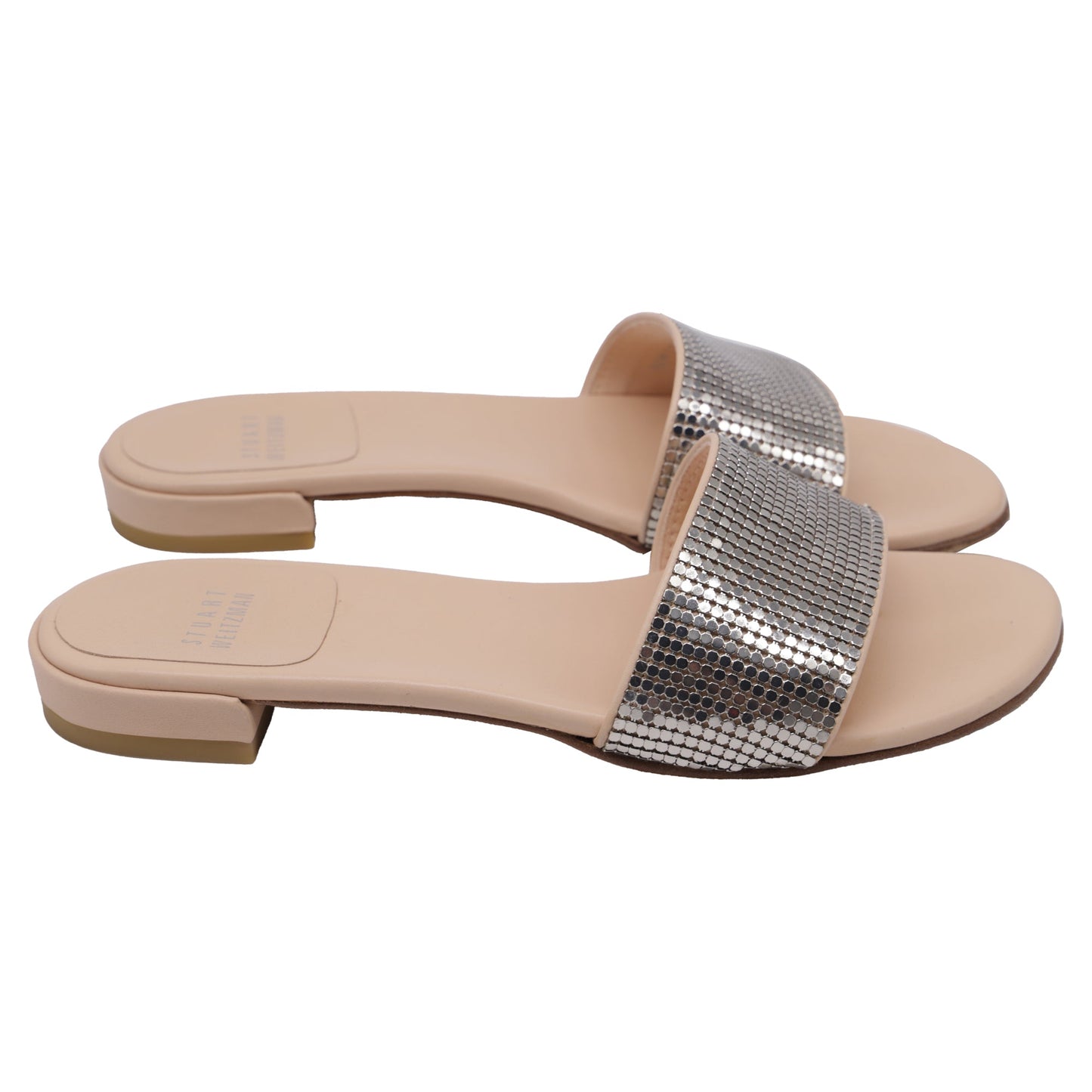 Sandalias de cuero color plateado