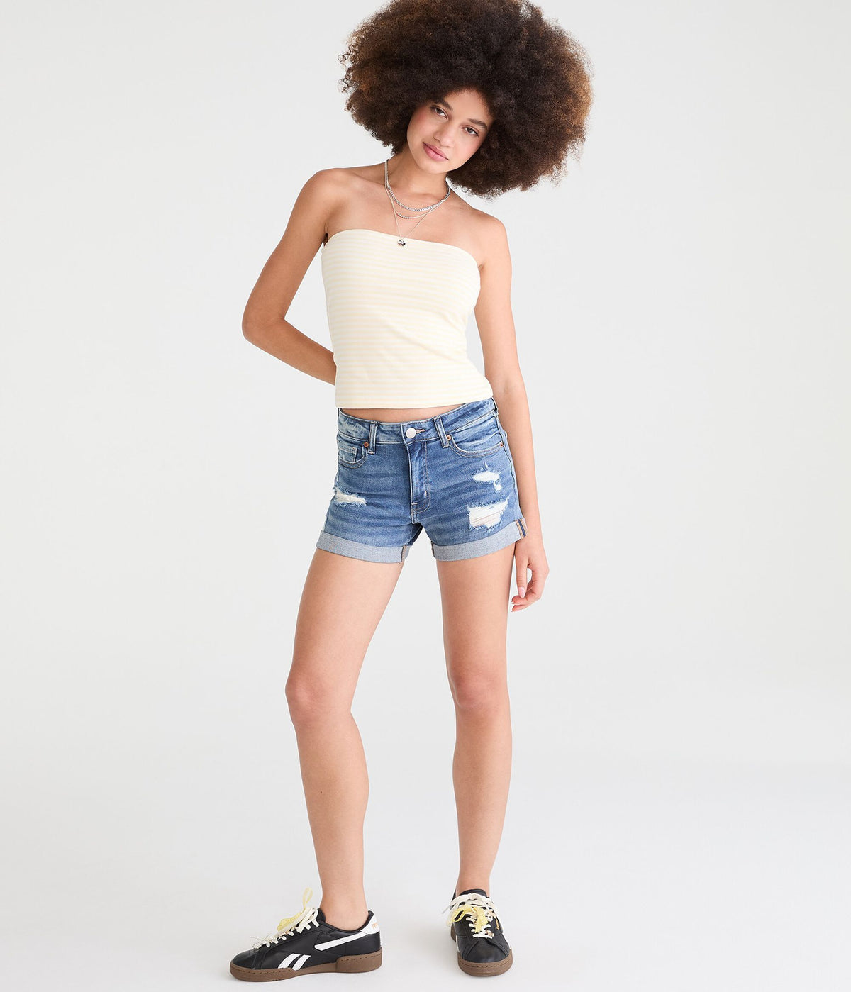 Short de mezclilla de tiro alto