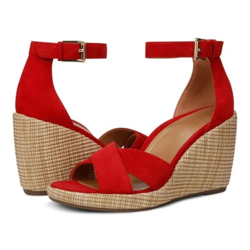 Zapatos de mujer de gamuza color rojo