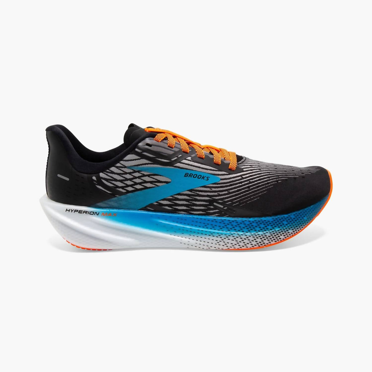 Tenis para correr de hombre color negro y gris y naranja