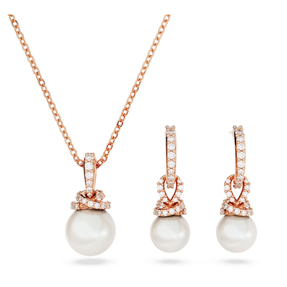 Set de joyería color oro rosa y blanco