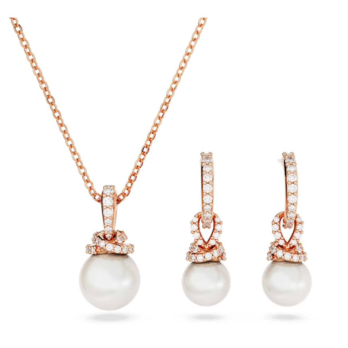 Set de joyería color oro rosa y blanco