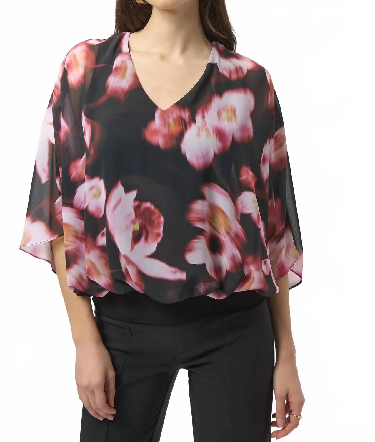 Top con estampado floral color negro