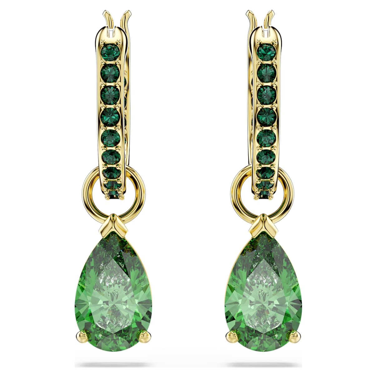 Aretes color verde y dorado