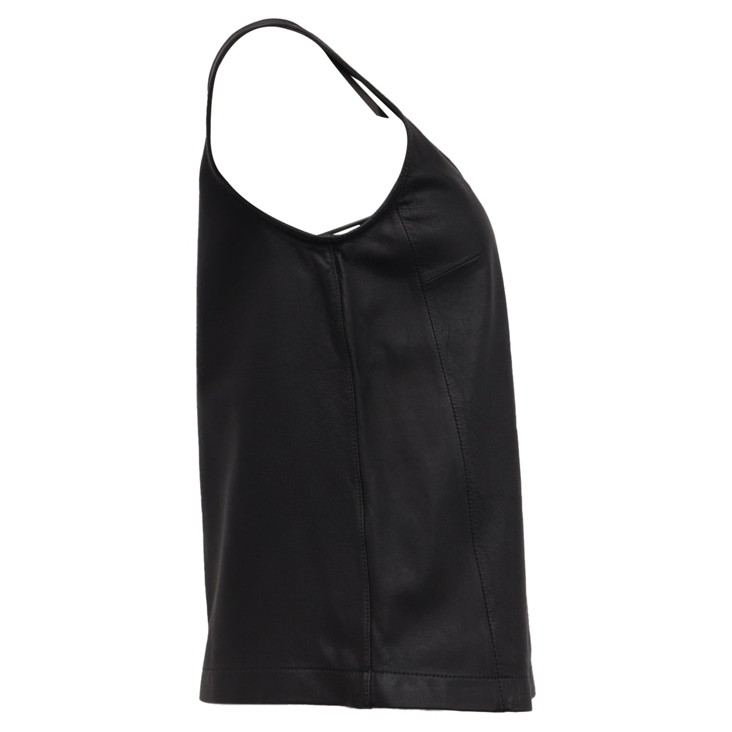 Blusa de cuero sin mangas color negro