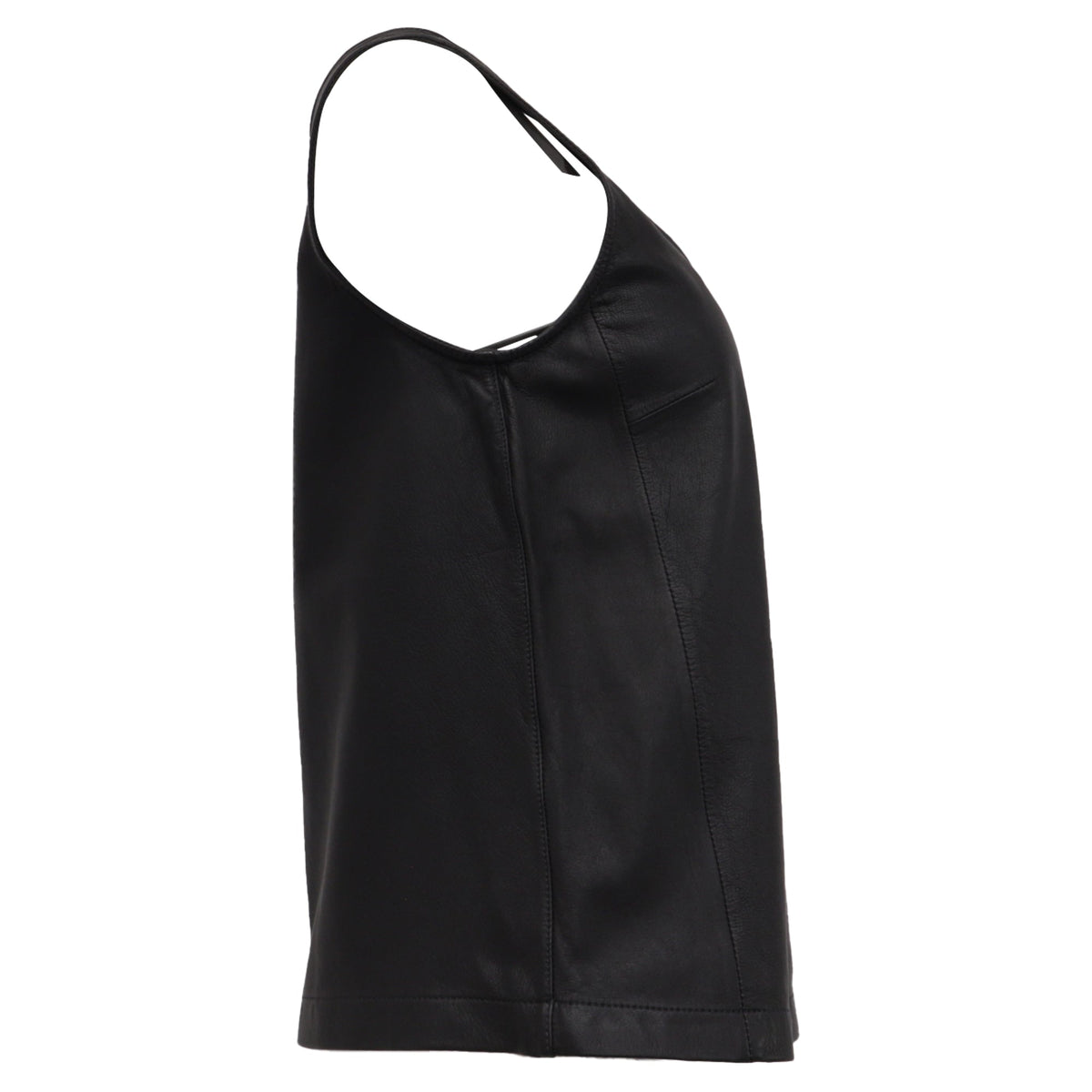 Blusa de cuero sin mangas color negro