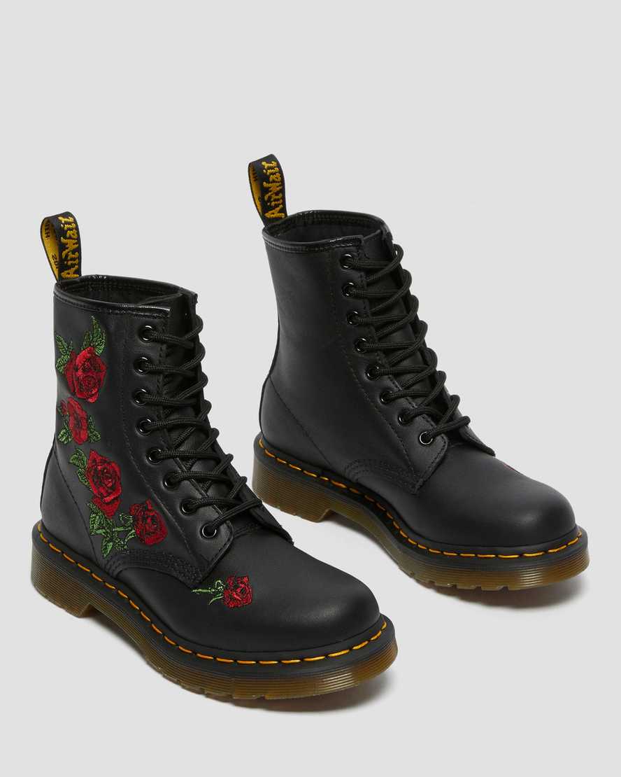 Botas de cuero con estampado floral con cordones