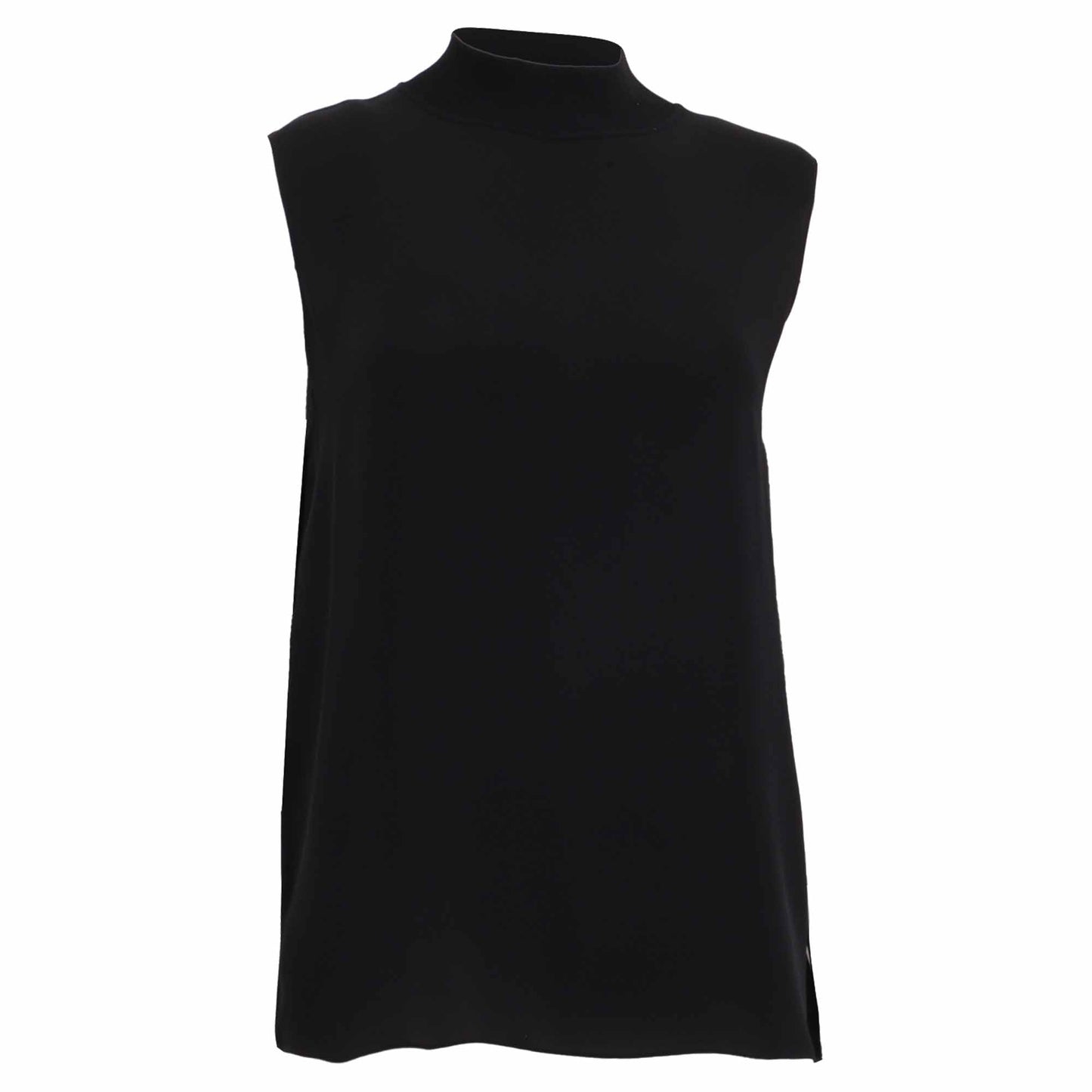 Top de seda con cuello alto color negro