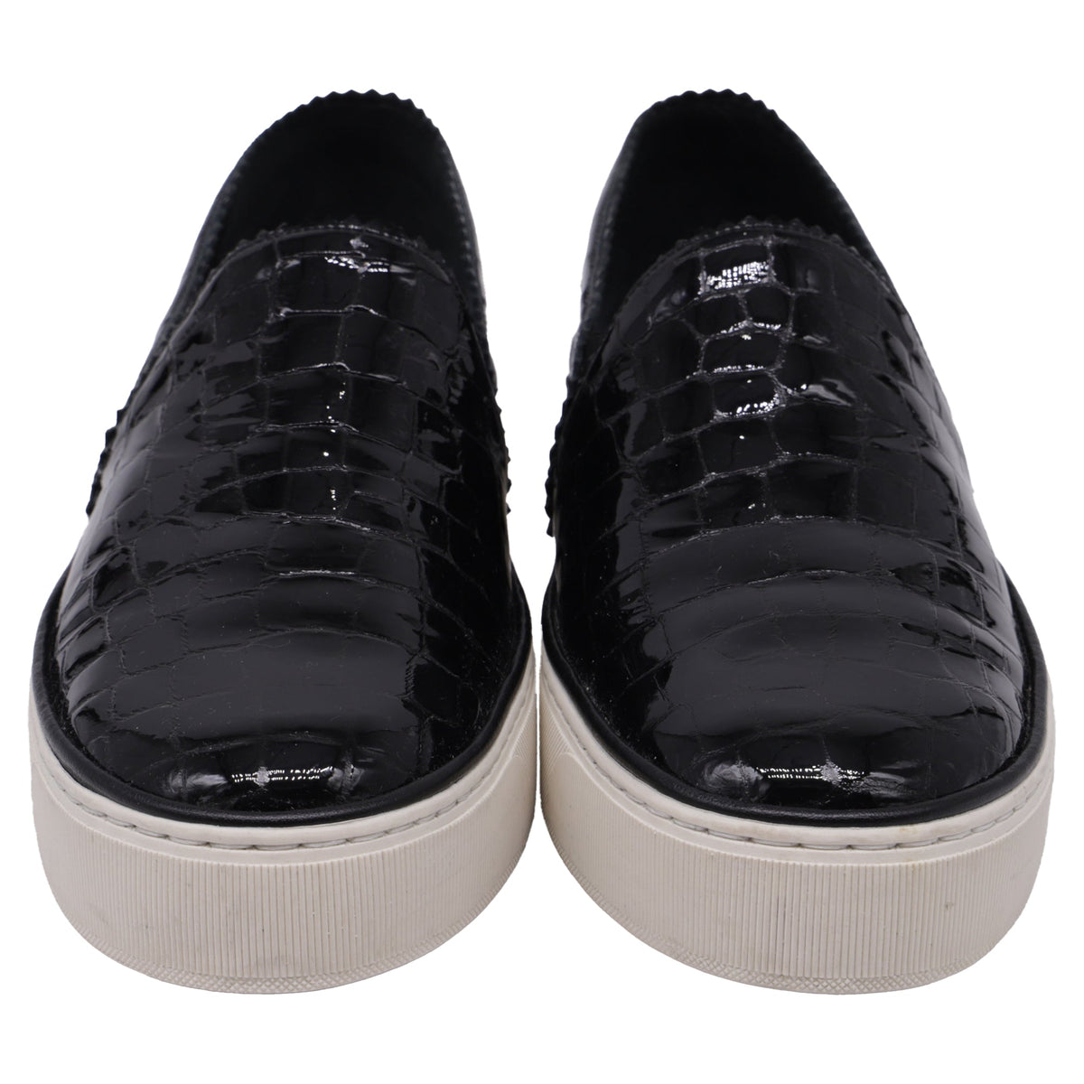 Tenis de cuero sin cordones color negro