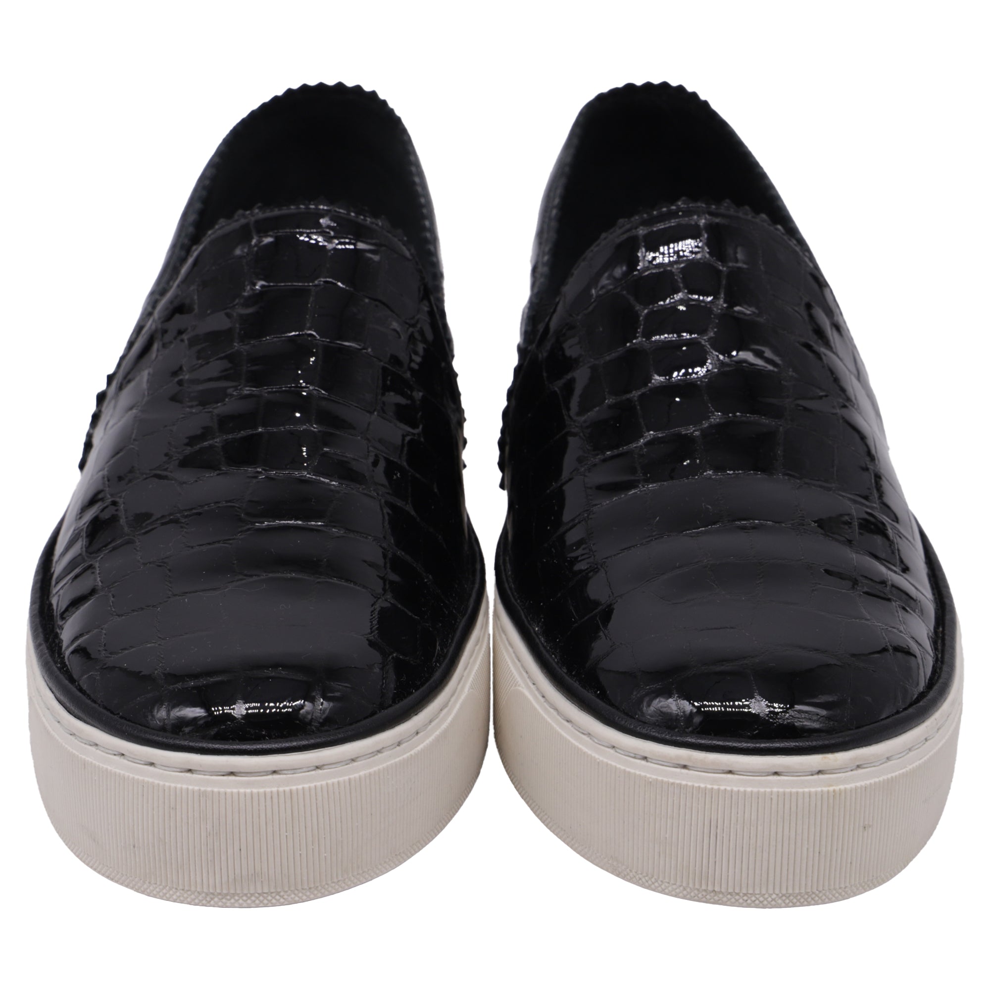 Tenis de cuero sin cordones color negro