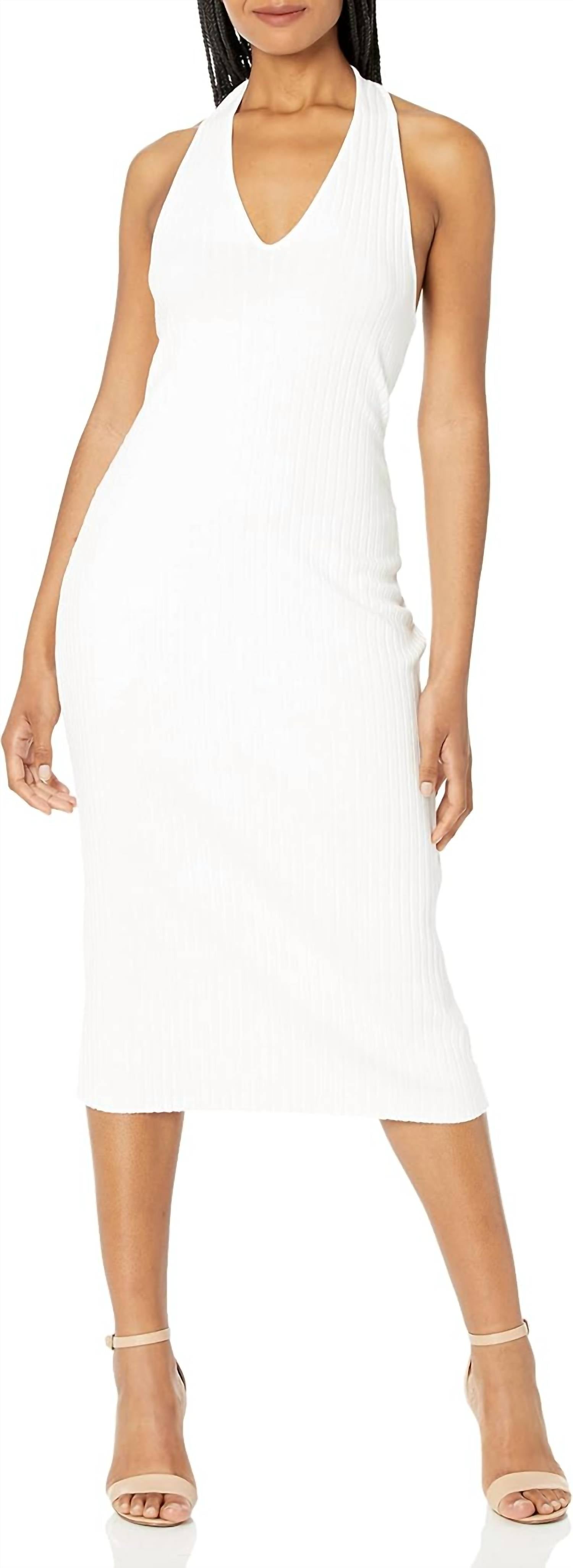 Vestido midi con tejido acanalado color blanco