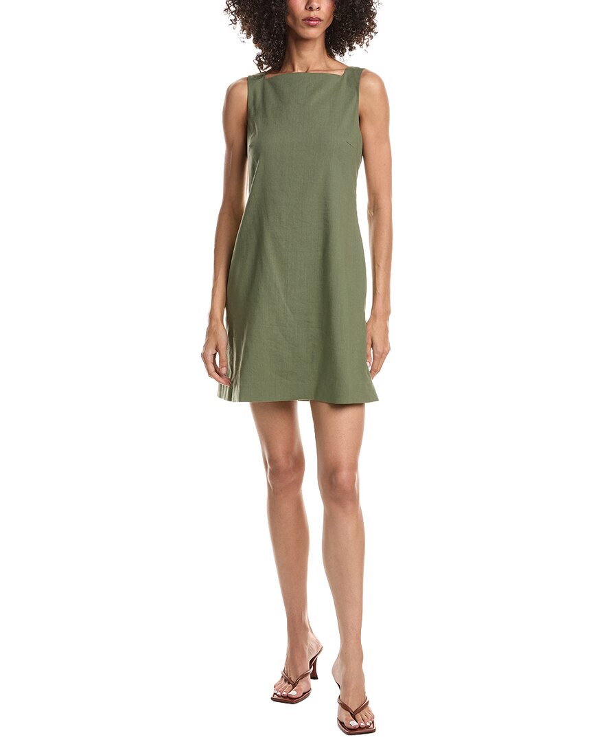 Vestido de mezcla de lino corto con escote cuadrado