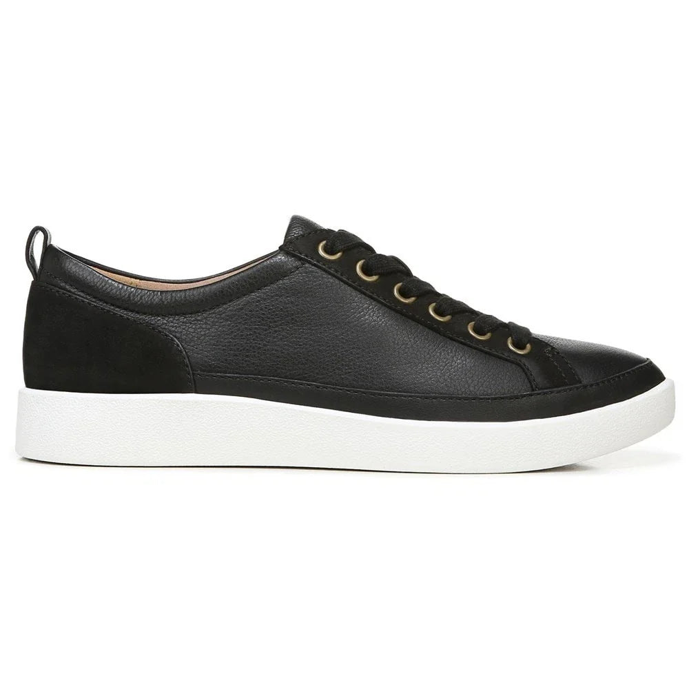 Tenis de mujer de cuero con cordones color negro