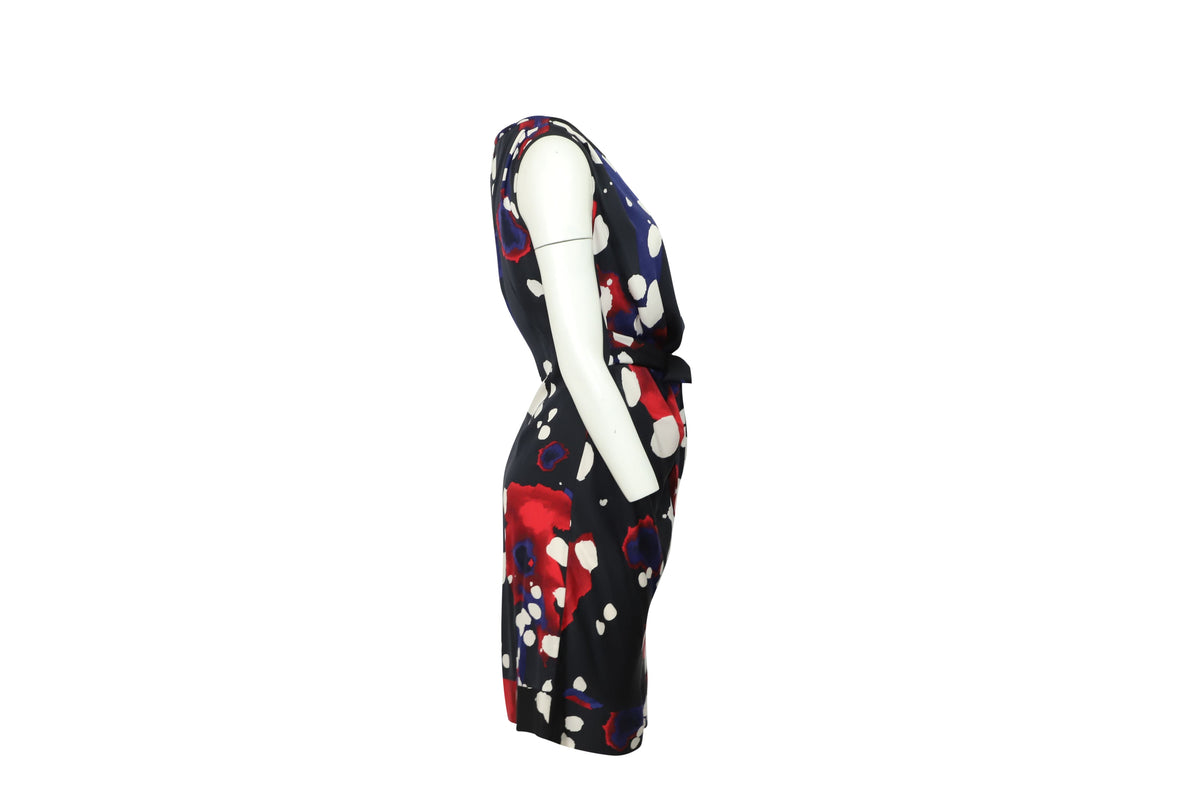 Vestido de seda con estampado multicolor