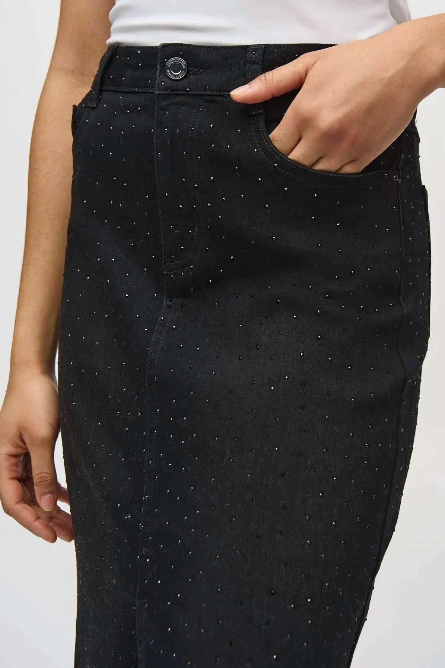 Falda de mezclilla midi color negro