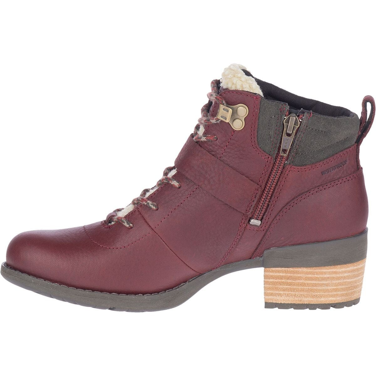 Botines de mujer de cuero impermeables color rojo