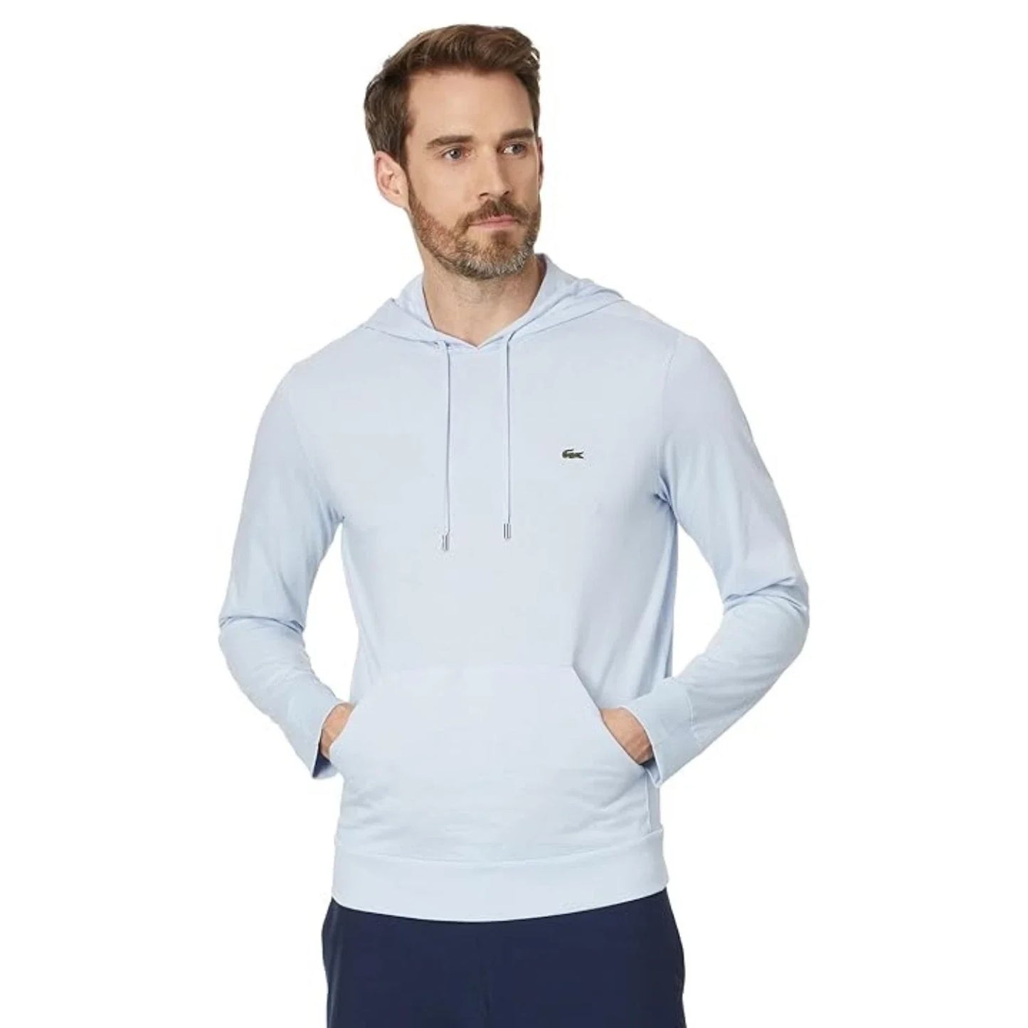 Buzo con capucha de hombre de algodón color azul claro