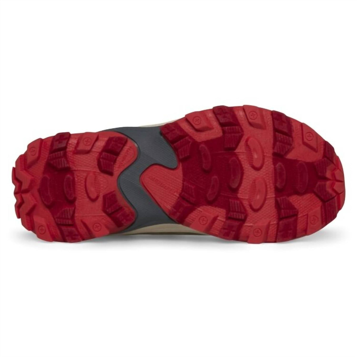 Tenis infantil color gris oscuro y rojo y beige