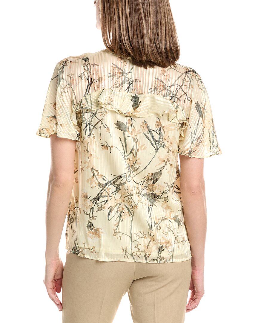 Blusa de gasa con cuello en V con estampado con boleros