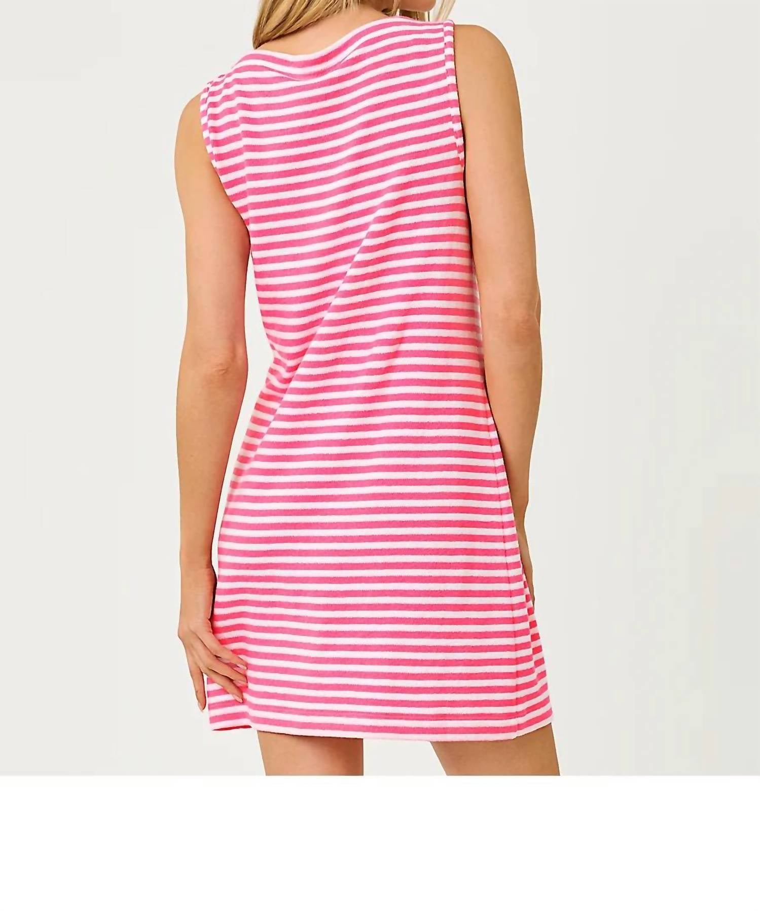 Vestido corto a rayas color rosado