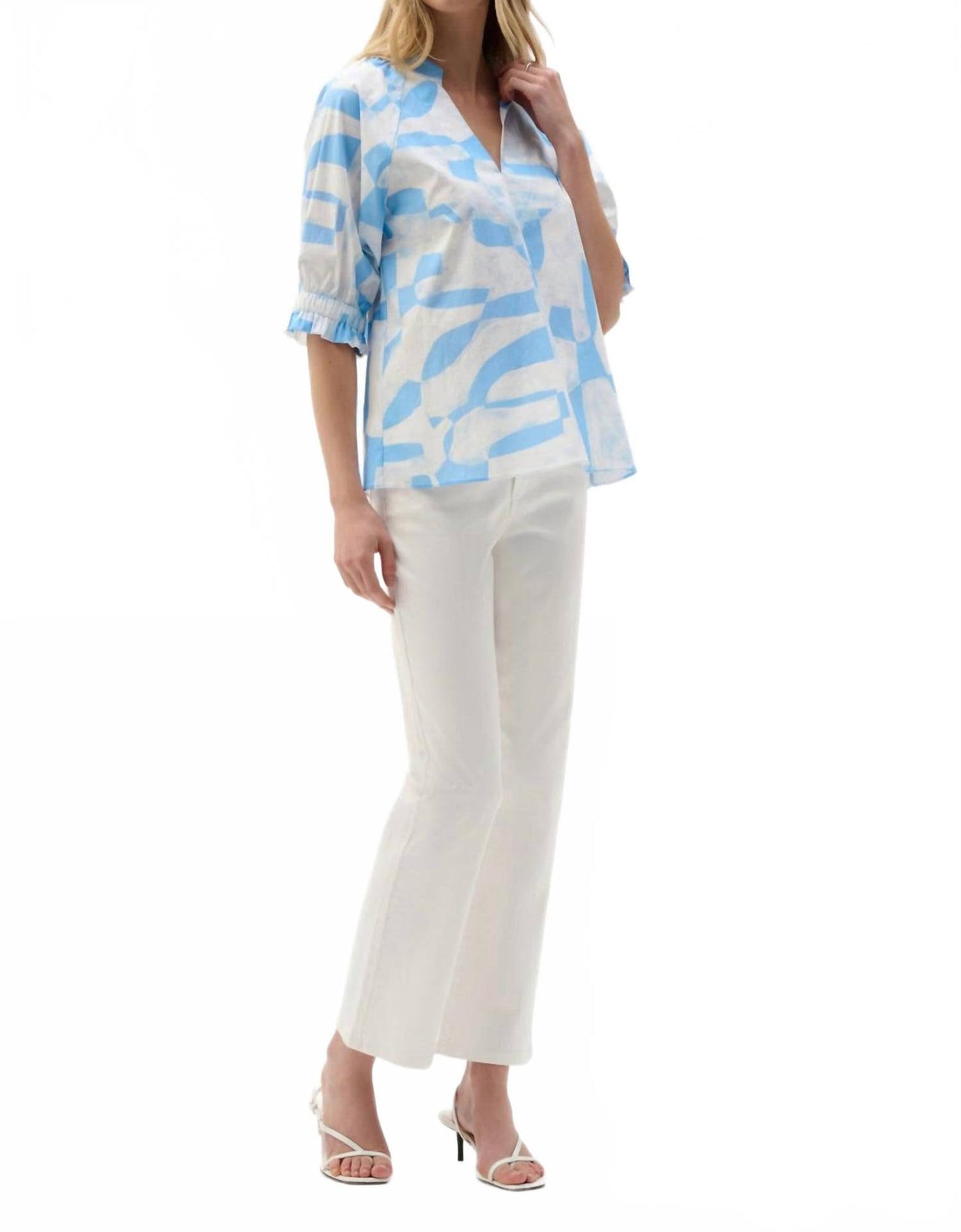 Top color blanco y azul