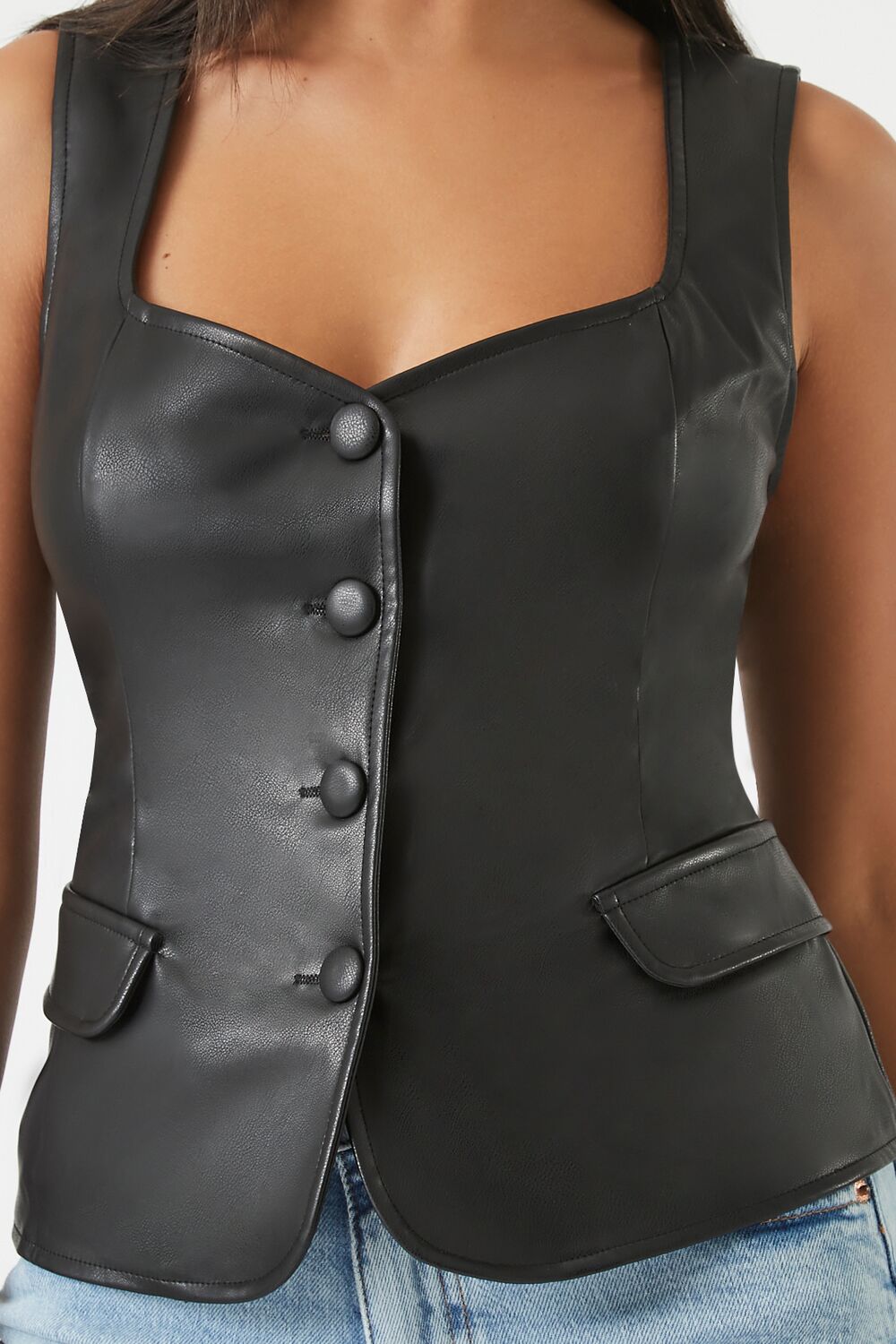 Top de efecto cuero sin mangas