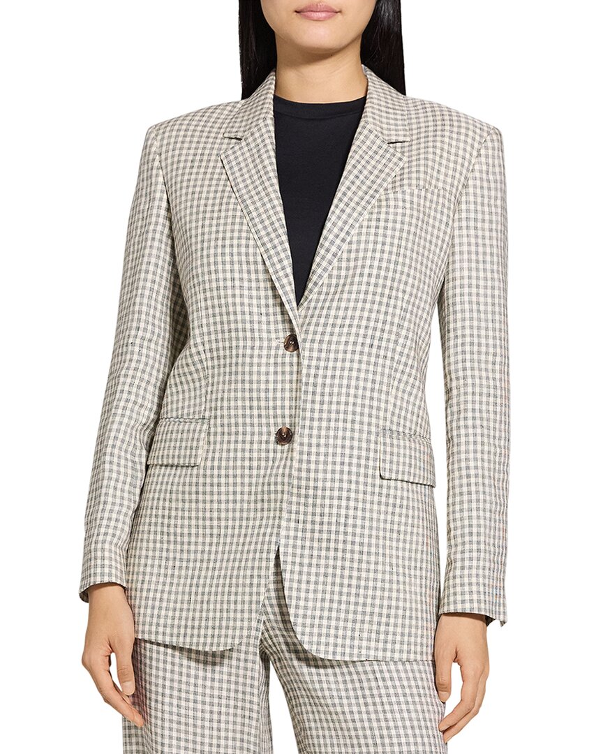 Blazer de mezcla de lino de corte amplio
