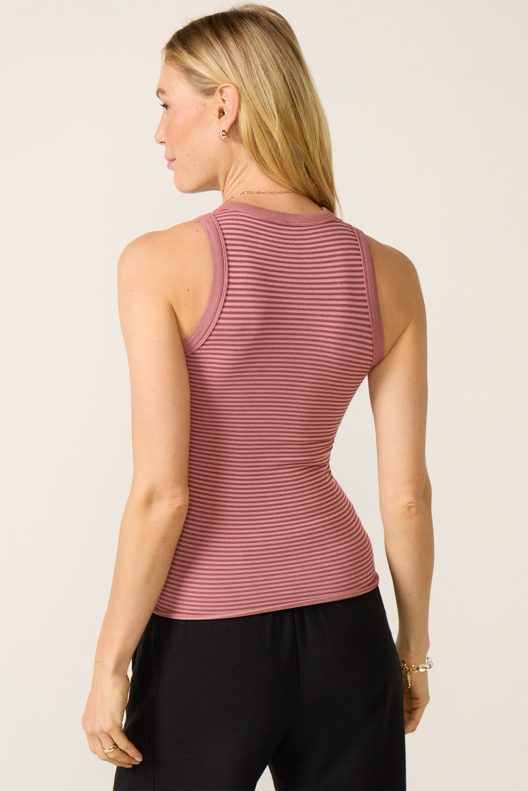 Camiseta sin mangas de mujer a rayas