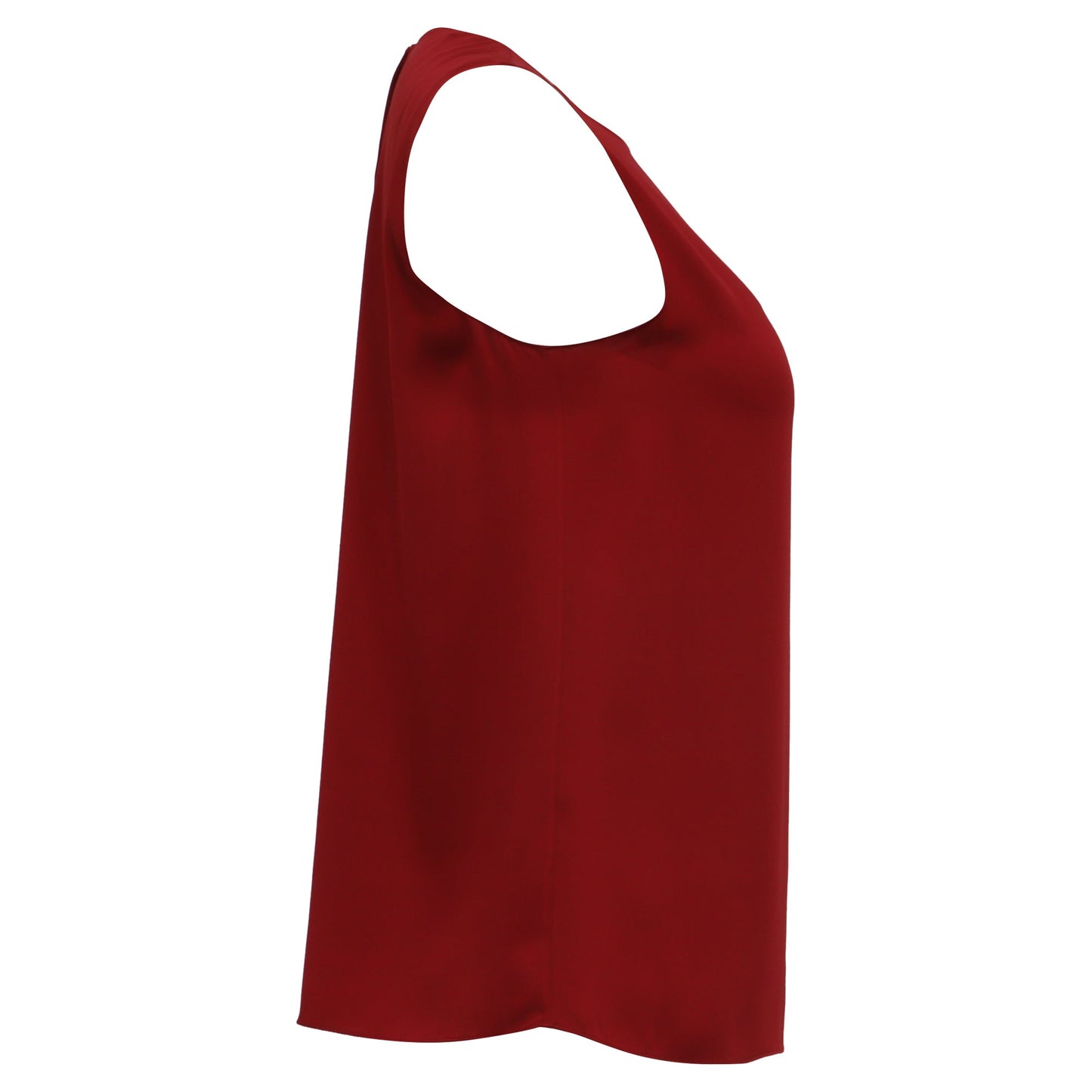 Camiseta sin mangas de seda color vinotinto