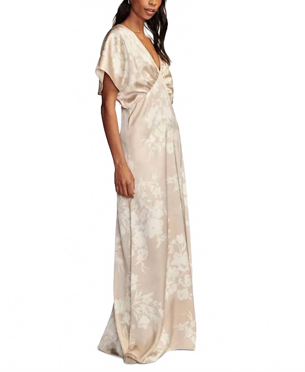 Vestido de satén con estampado color crema