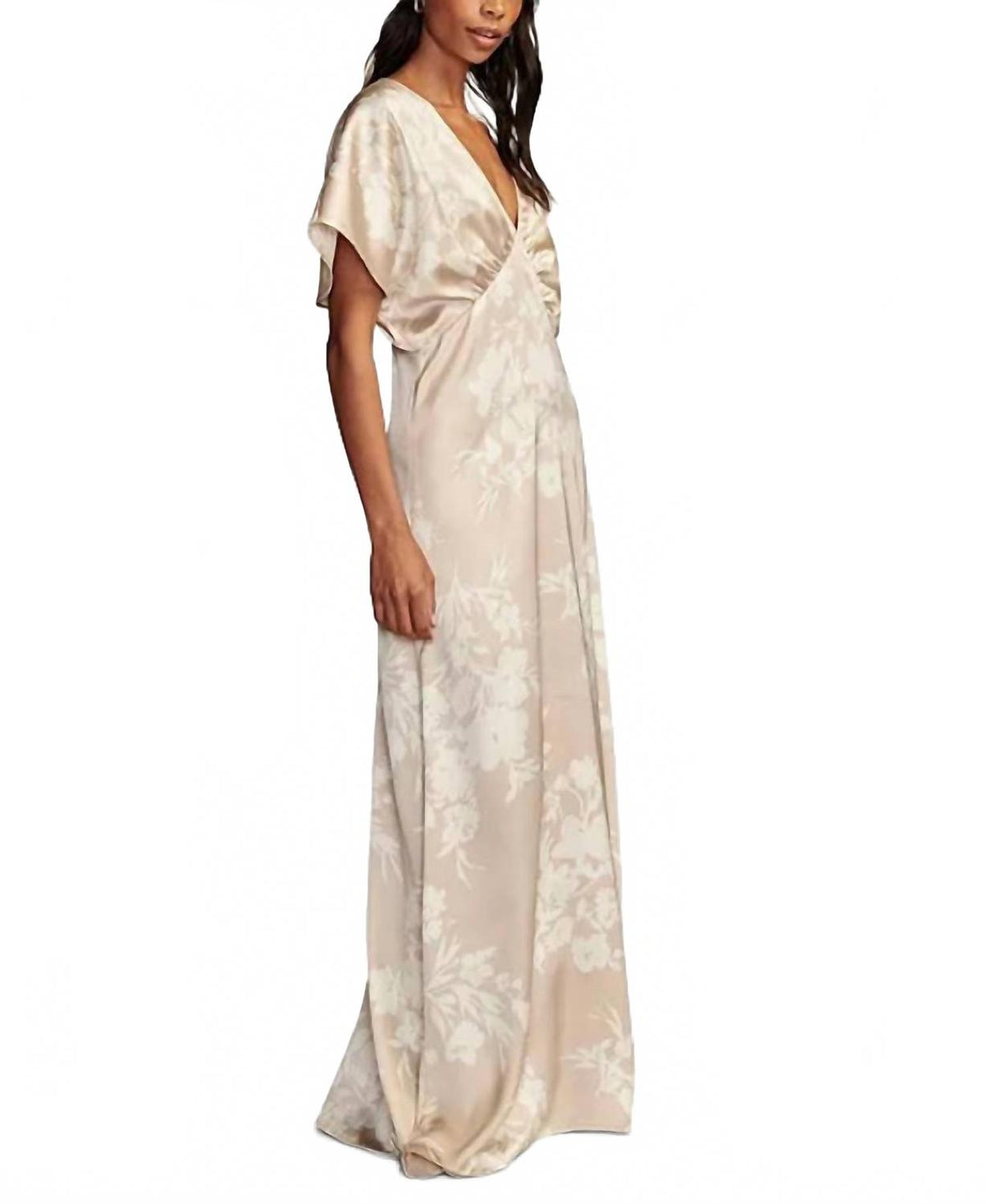 Vestido de satén con estampado color crema
