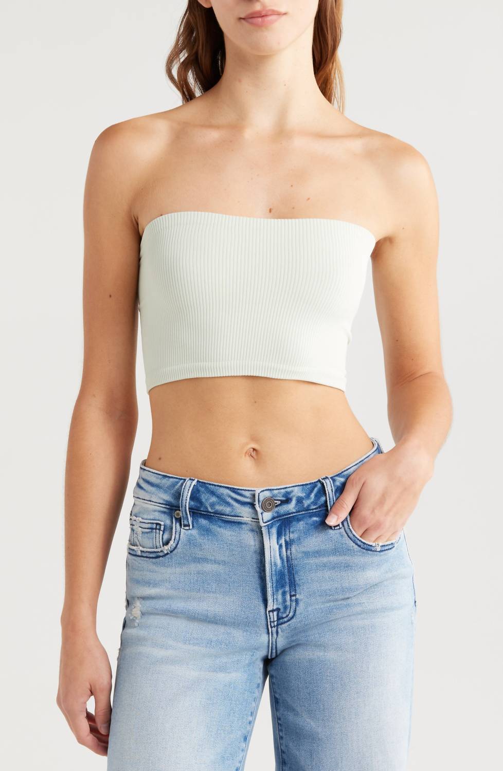 Top sin tirantes color blanco