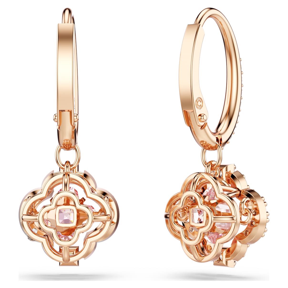Aretes color oro rosa y rosado