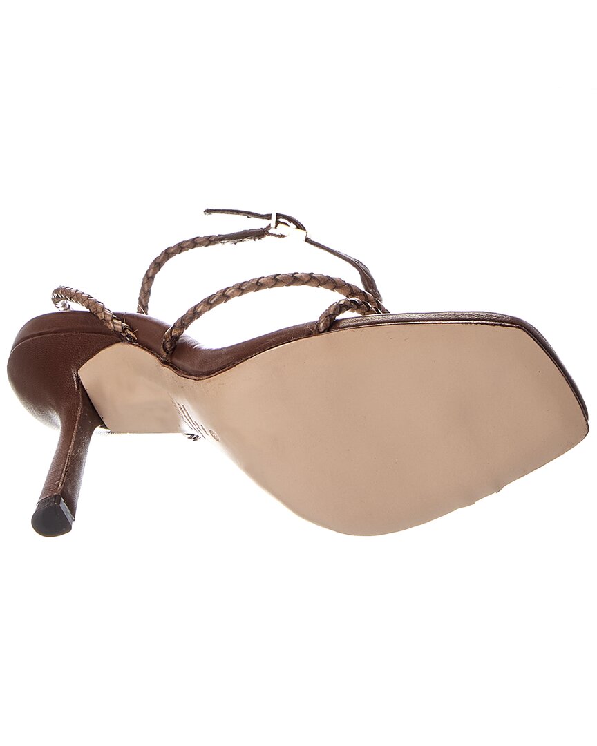 SCHUTZ Kaya Sandalia de Cuero Stiletto Alto y Paja