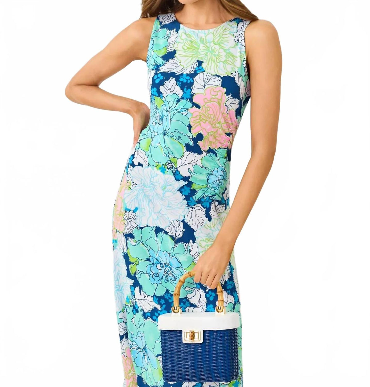Vestido largo color azul marino