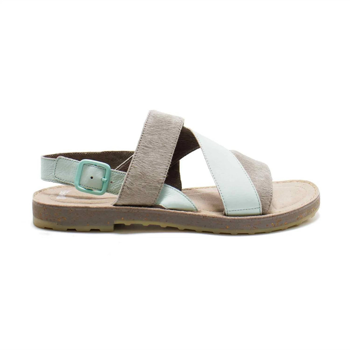 Sandalias de mujer color azul marino y gris y plateado
