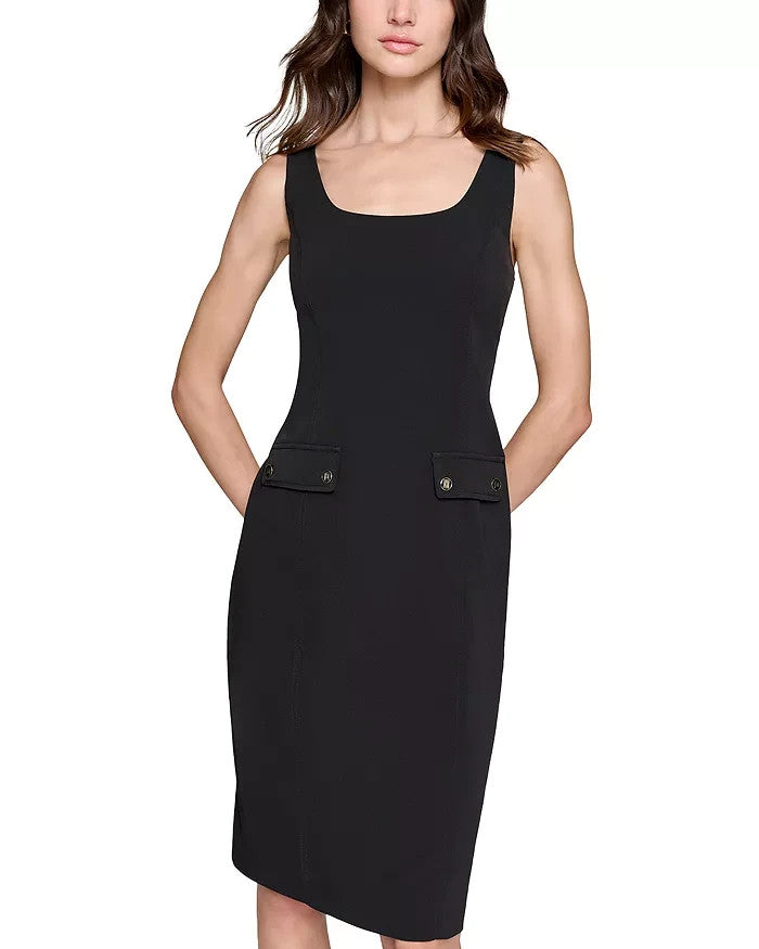 Vestido de mujer con escote cuadrado color negro