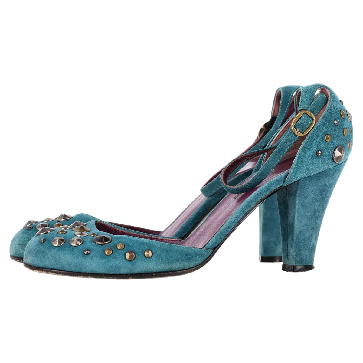 Tacones de gamuza color turquesa