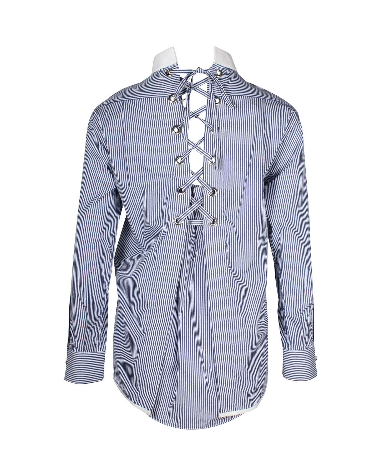 Camisa de algodón a rayas color azul