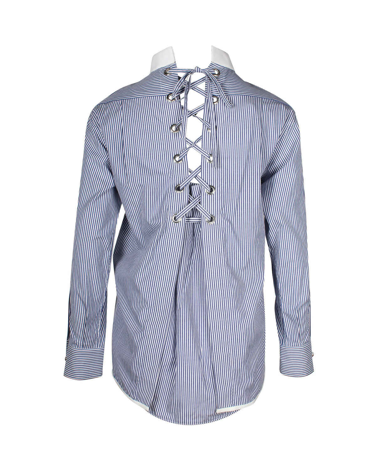 Camisa de algodón a rayas color azul