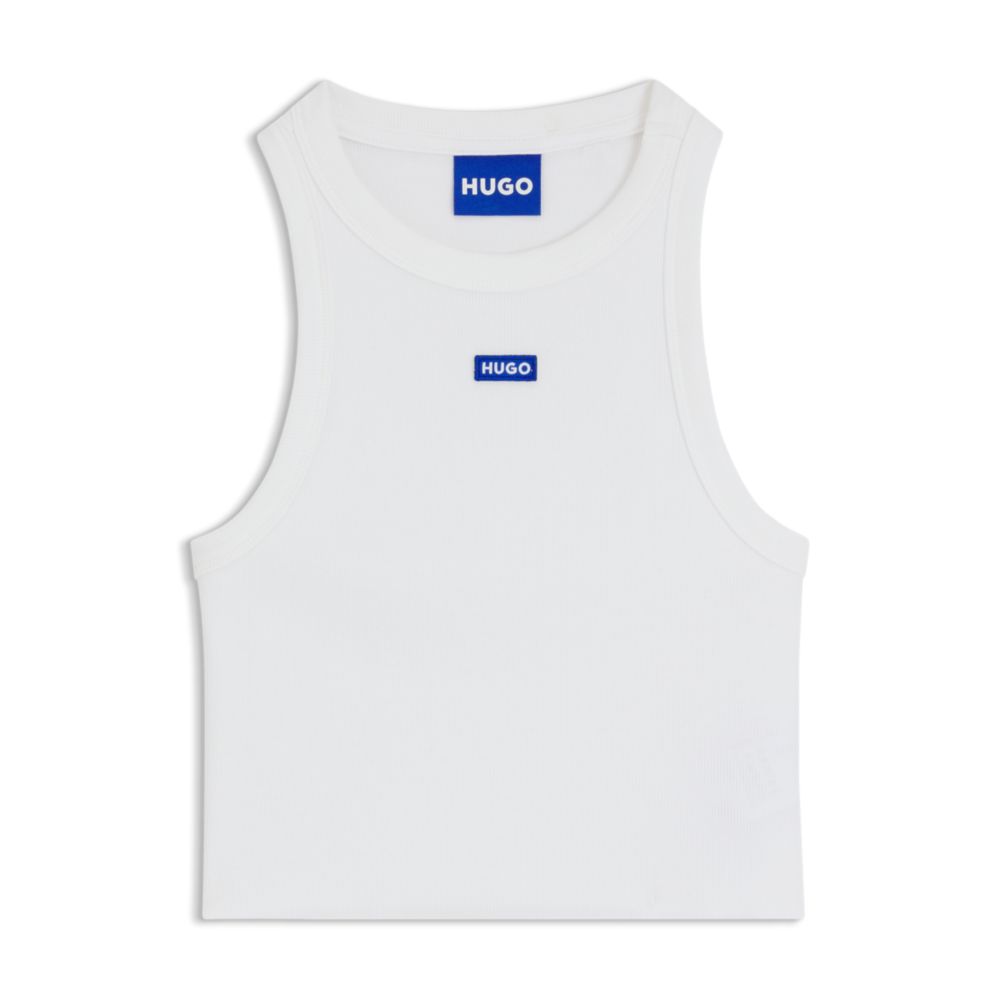 Camiseta sin mangas de algodón con tejido acanalado